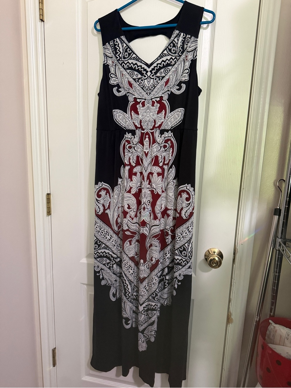 Soma Black and Burgundy Paisley Sleeveless Maxi Dress